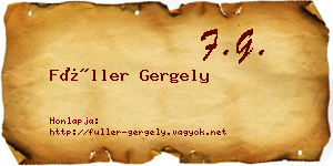 Füller Gergely névjegykártya